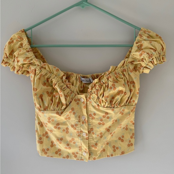 With Jéan Remi Top in pale yellow print - Picture 1 of 4